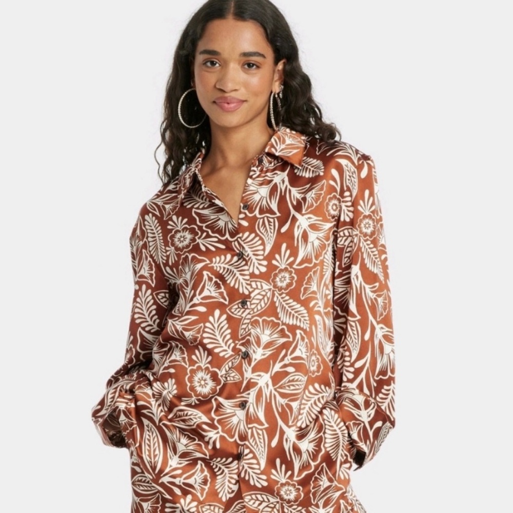Target Brown and White Blouse for Everyday Wear